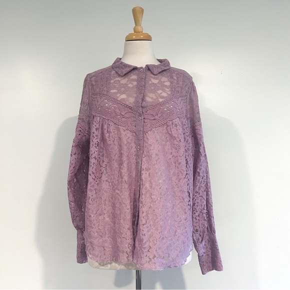 Free People Out West Top Lilac Lace Top Size Small NWT - Picture 6 of 14